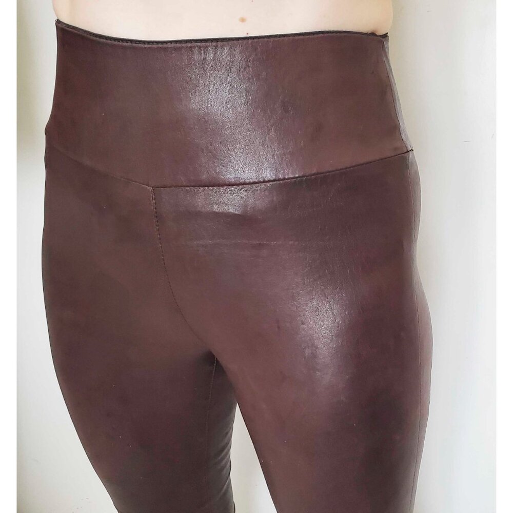 SPRWMN Women's Brown Stretch Ankle Leather Leggings S - Picture 8 of 11